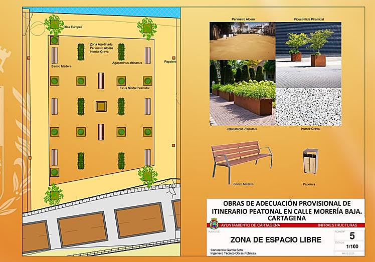 Plano de la nueva zona verde a acondicionar en la Morería.