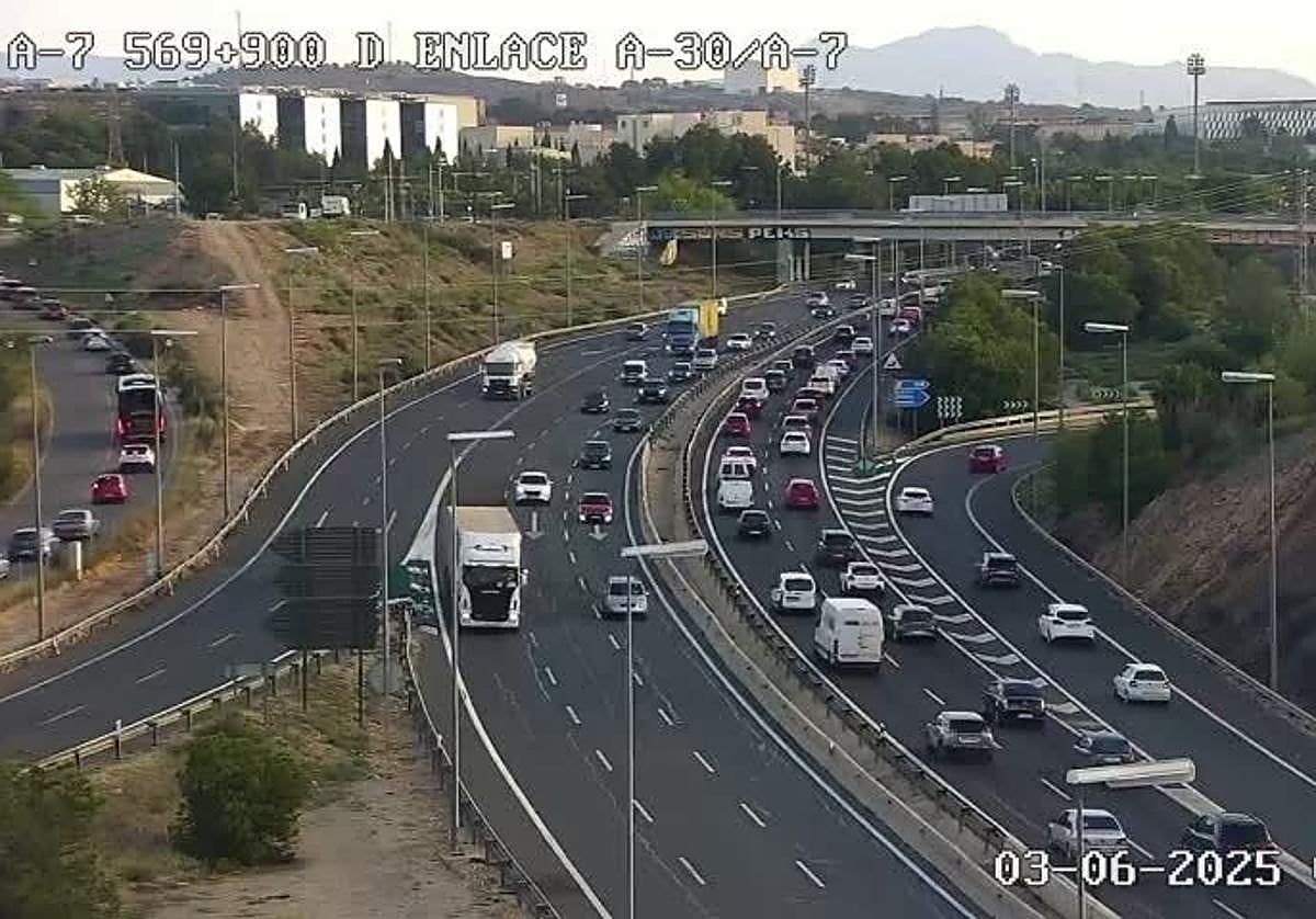 El enlace de la autovía A-30 con la A-7, este martes.