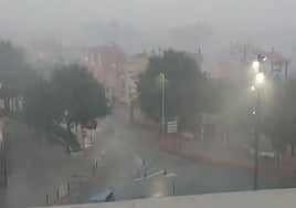 Tormenta en Yecla, este martes.