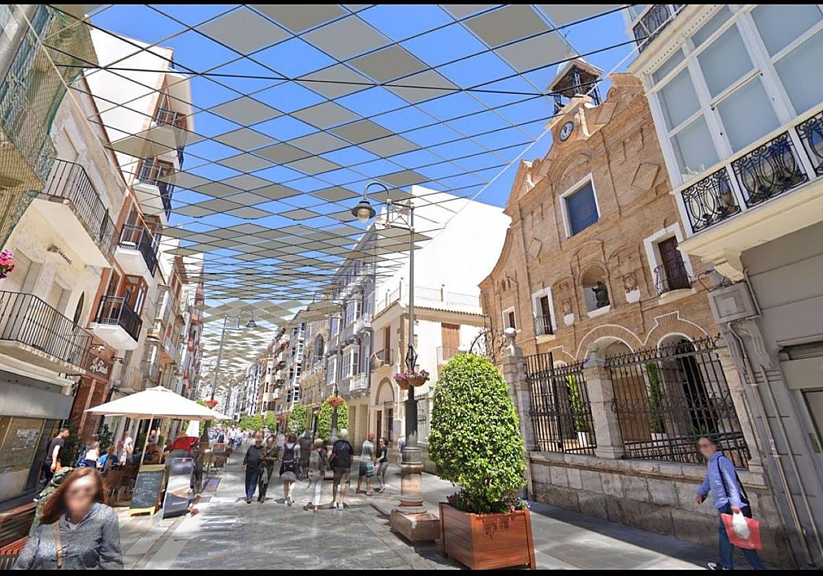 Recreación final del proyecto para dar sombra a la calle del Carmen.