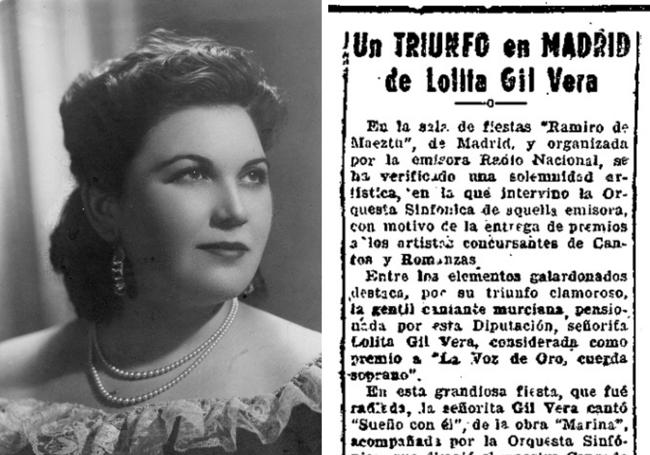 Otra fotografía de época de la artista. | Otra noticia sobre la cantante en 1947, en 'Línea'.