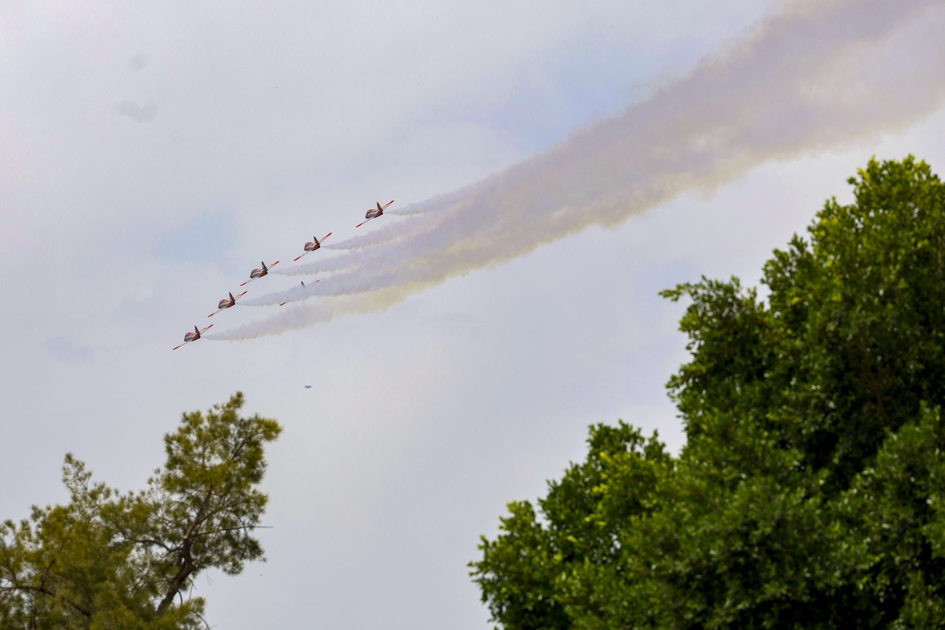 En imágenes, el vuelo de la Patrulla Águila sobre Murcia