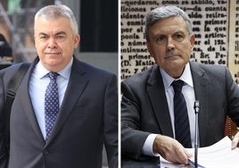 Santos Cerdán y Pedro Saura en sendas imágenes de arhcivo.