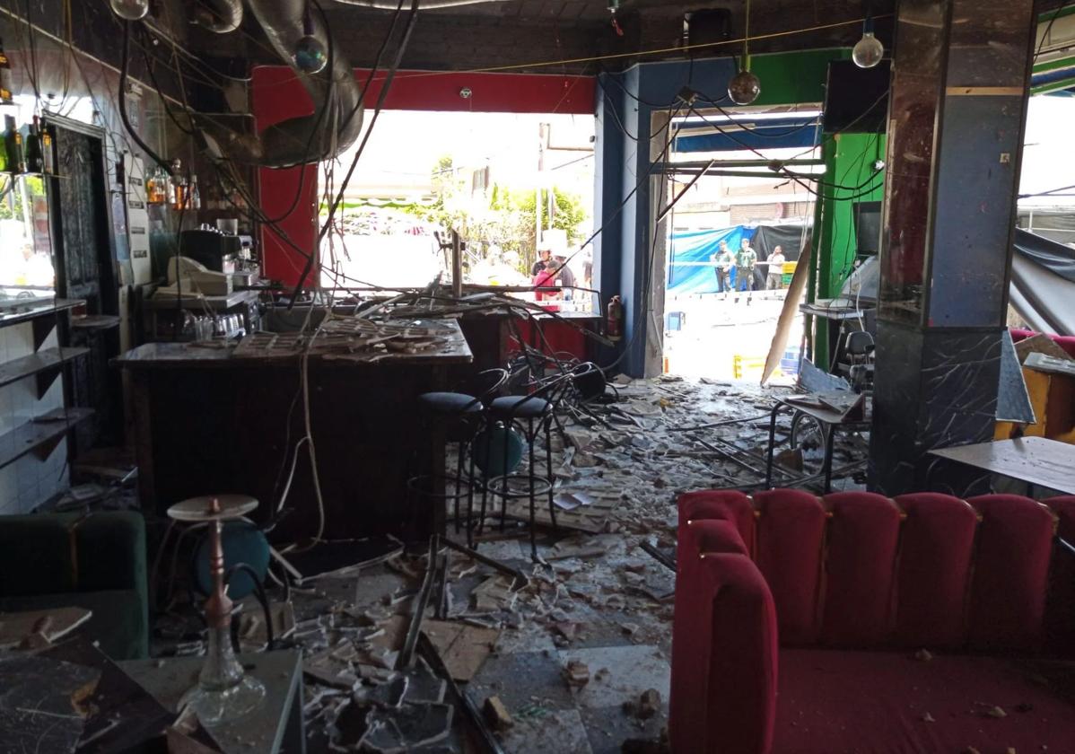 Estado del interior del local tras la explosión.