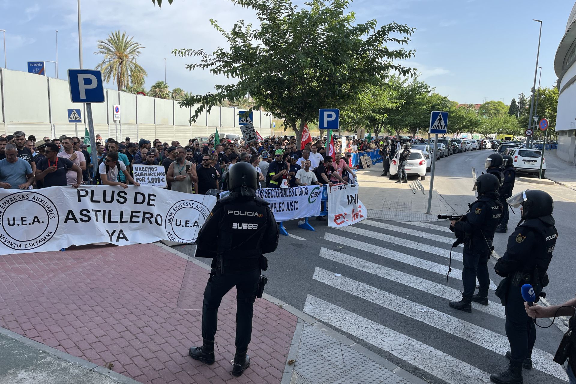 La protesta de los trabajadores de Navantia en la Fremm, en imágenes