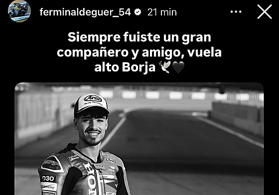 Mensaje de Fermín Aldeguer en su cuenta de Instagram.