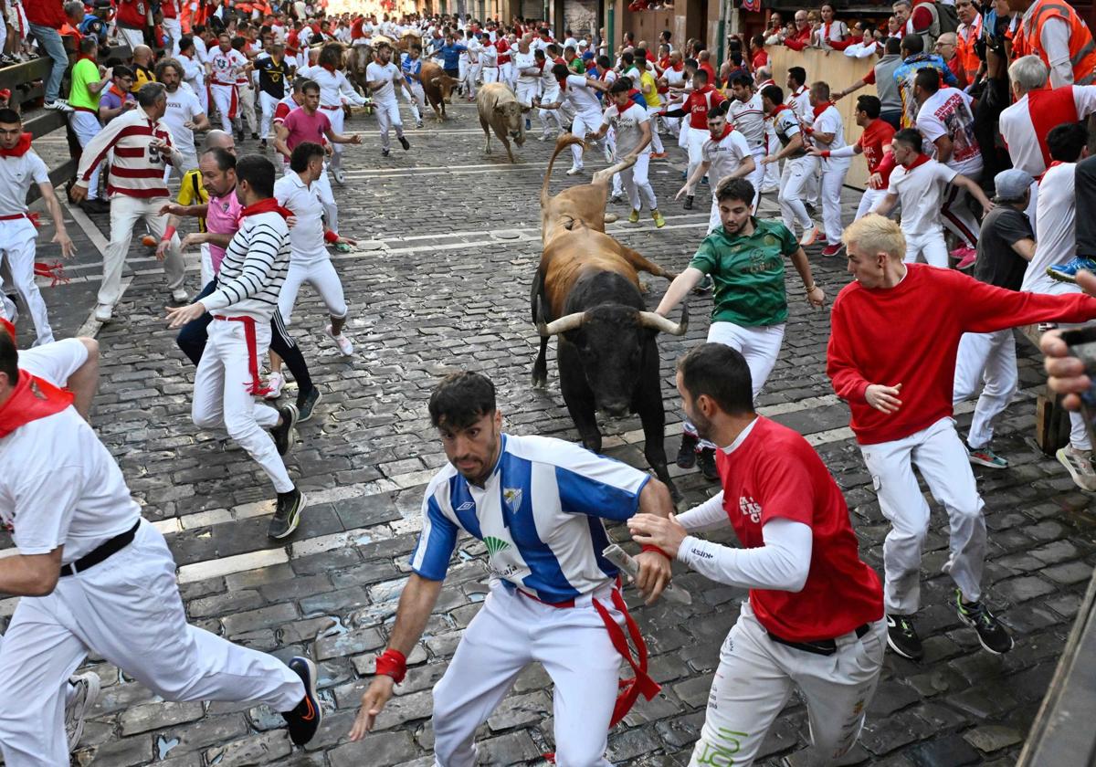Encierro de San Fermín de este miércoles por la mañana.