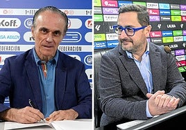 El empresario madrileño Pedro Arribas, en el Rayo Majadahonda. El presidente del Efesé, Paco Belmonte.