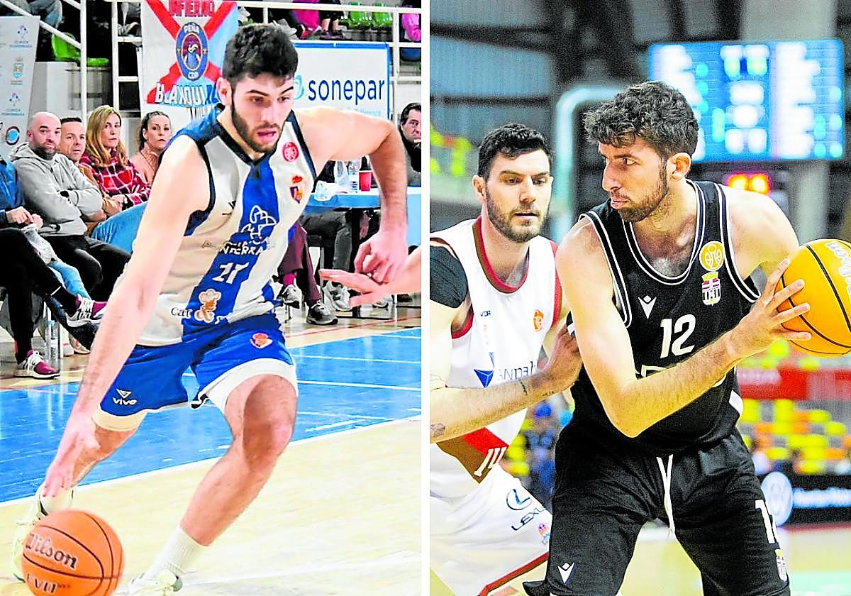 Harguindey, con el balón, la pasada temporada. Domenech protege el esférico ante el San Pablo Burgos.