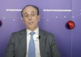 Pedro Arribas, en una rueda de prensa durante su etapa en el Rayo Majadahonda, su último club.