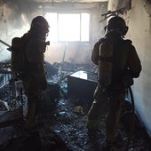 Estado de la vivienda tras el incendio.