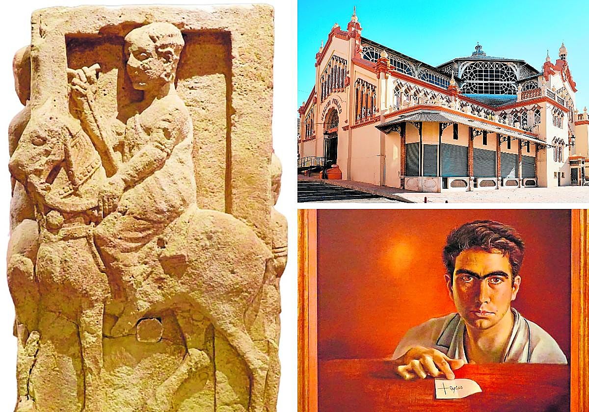 Obras escogidas: Mercado de La Unión, autorretrato de Tàpies y el cipo funerario de los jinetes ibéricos