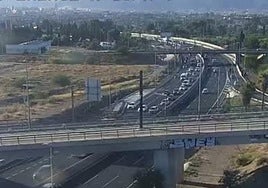 Retenciones en el nudo de Espinardo de Murcia este lunes por la mañana.