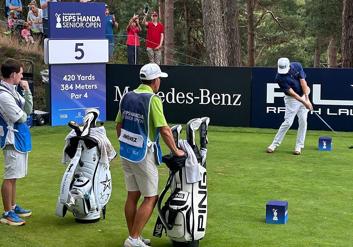 Salida de Jiménez este sábado en el hoyo 5, su favorito.
