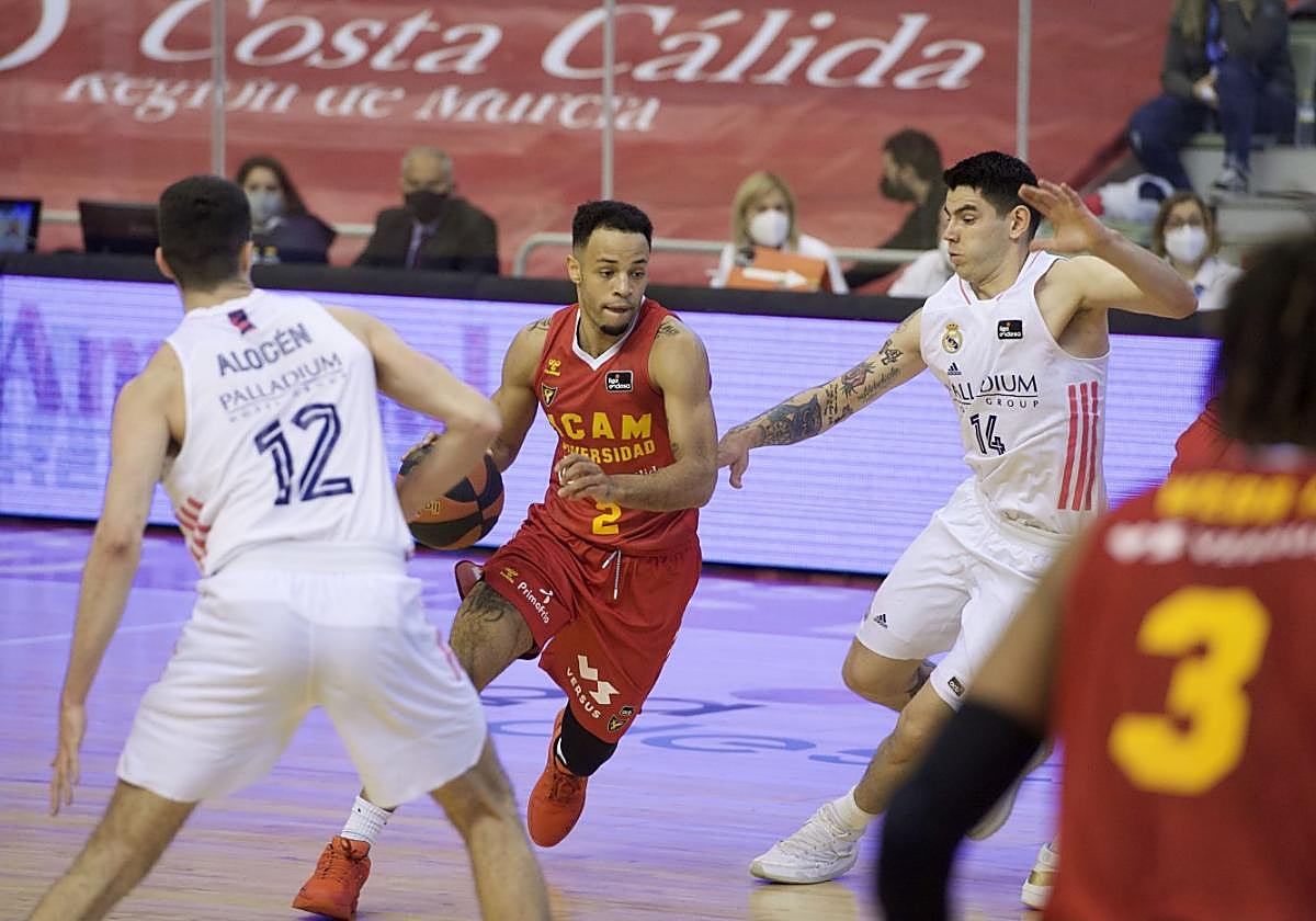 Townes, en su último partido con el UCAM, en marzo de 2021.