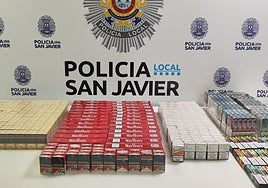Cajetillas de tabaco de contrabando incautadas en San Javier.