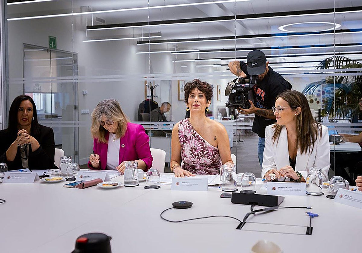 La ministra Elma Saiz en la reunión mantenida con plataformas digitales el 30 de julio para abordar el seguimiento de los discursos de odio en redes.