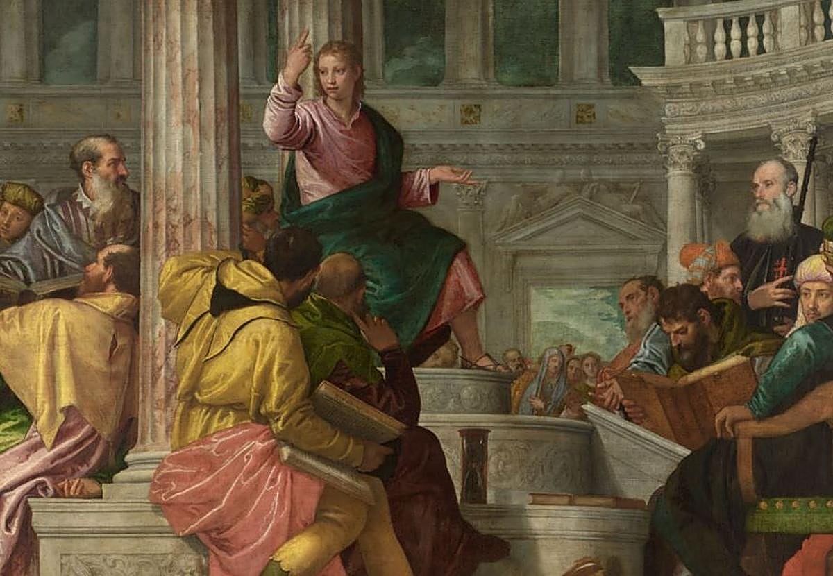'La disputa con los doctores en el templo'. Hacia 1560. Óleo sobre lienzo.
