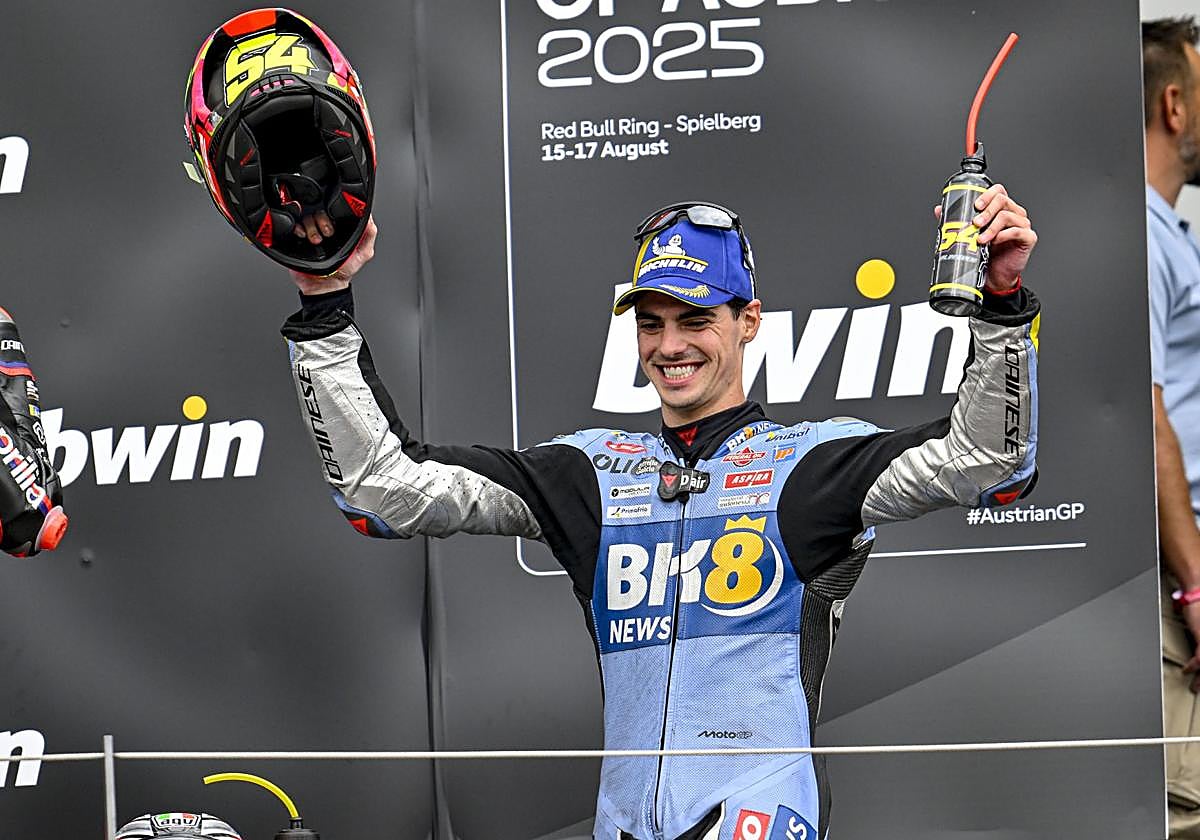 Fermín Aldeguer, en el podio del Gran Premio de Austria del pasado domingo.