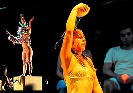 Proyecto escénico 'Candelaria', de Milsa Maúrtua, espectáculo exhibido en el Festival Estrenarte que hoy se podrá ver en la plaza de España de San Javier.