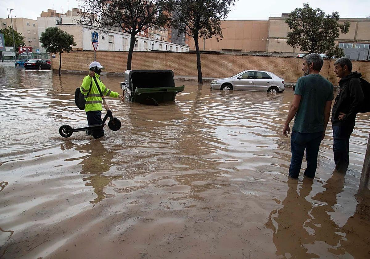 Inundaciones en la barriada de San Ginés, en Cartagena, en una imagen de archivo.