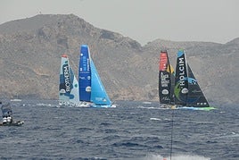 Salida de los barcos de la Ocean Race, este martes, en Cartagena.