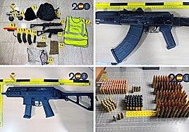 Objetos, balas y armas de guerra, del grupo criminal, sustraídos por la Guardia Civil.