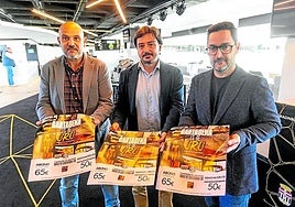 Pepe García, David Ayala y Paco Belmonte, el verano pasado en la presentación de la campaña de abonados del Cebé.