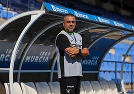Germán Crespo, este jueves, en la sesión de entrenamiento del UCAM en La Condomina.