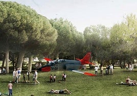 Paseo entre aeronaves. Recreaciones digitales del futuro paisaje tematizado con las diferentes misiones del Aire.