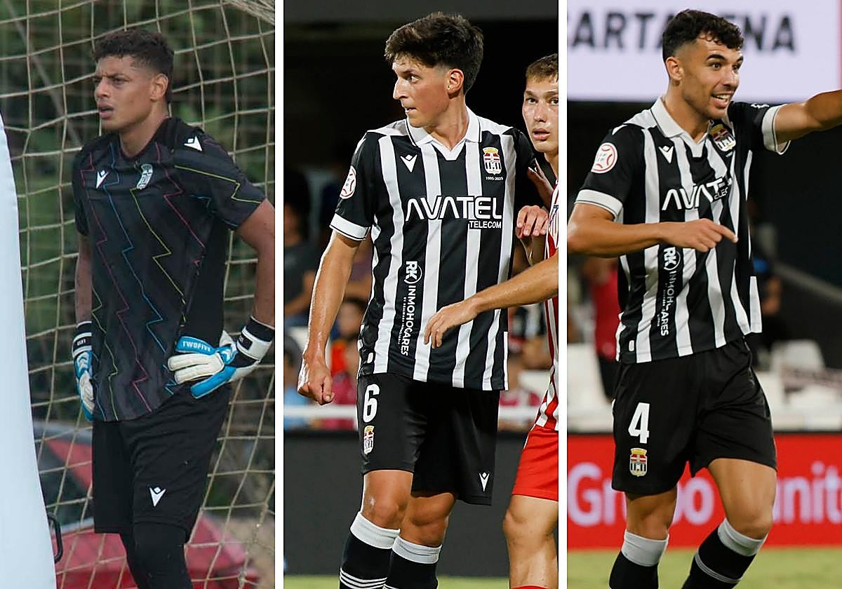 Lucho García, ante el Atlético Madileño. Álex Fidalgo defiende a Martín Bellotti. Rubén Serrano celebra un gol.