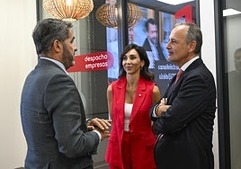 Miguel López Abad, Miriam Fuertes y Javier Celdrán, este jueves, en la presentación del Índice de Confianza Empresarial (ICE).