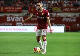 Moyita, este viernes, durante el partido del Real Murcia.