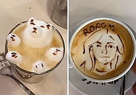 Una camarera de Murcia se vuelve viral por sus originales dibujos en cafés: desde osos hasta influencers.