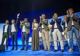 Los dirigentes del PP, este domingo, en Murcia.