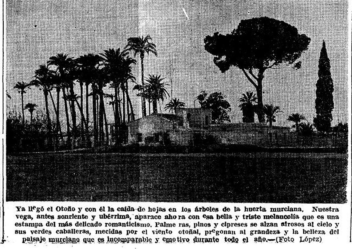 Imagen secundaria 1 - 1. Así escribía Raimundo de los Reyes en 1929 su artículo en un folleto sobre las fiestas murcianas. 2. El semanario 'Hoja del Lunes' publicaba esta fotografía firmada por Juan López para saludar al otoño de 1950. 3. En 1965. Un artículo sobre la estación publicado en 'Línea'.