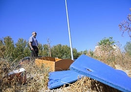 Uno de los puntos de depósito de residuos, aparatos eléctricos y muebles, días atrás y semiocultos entre la maleza.