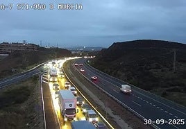 La autovía A-7, este martes, a la altura de Murcia.