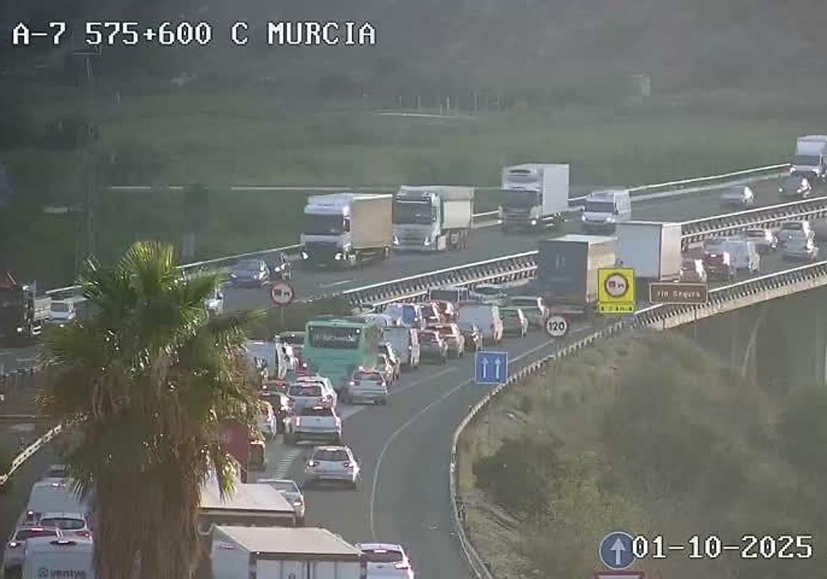La autovía A-7, este miércoles, a la altura de Javalí Nuevo.