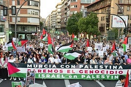 Manifestación por Palestina, este sábado, en Murcia.