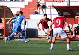 El Real Murcia Imperial durante el partido con el Águilas B.