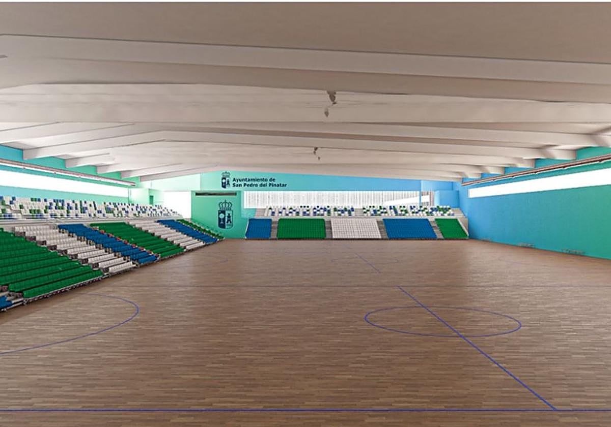 Recreación del interior del polideportivo previsto.