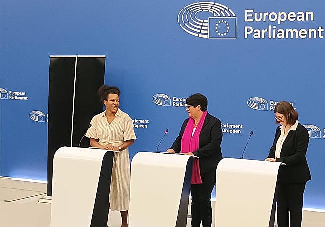 Rueda de prensa de este martes en el Parlamento Europeo.