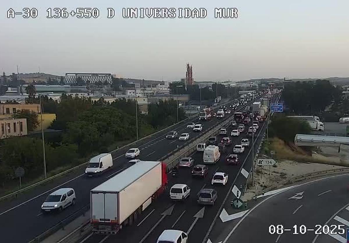 El enlace de la autovía A-30 con la A-7, este miércoles.