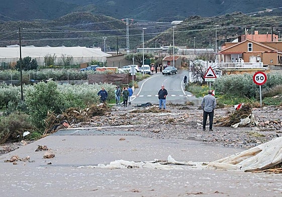 Rambla de Ramonete tras un episodio de lluvias intensas, en una imagen de archivo.