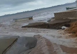 Entrada de agua de las lluvias al Mar Menor.
