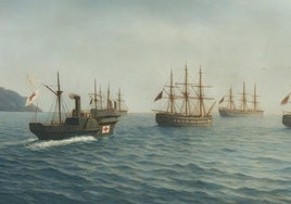 El Buenaventura acompañando a la escuadra cantonal en 1873.
