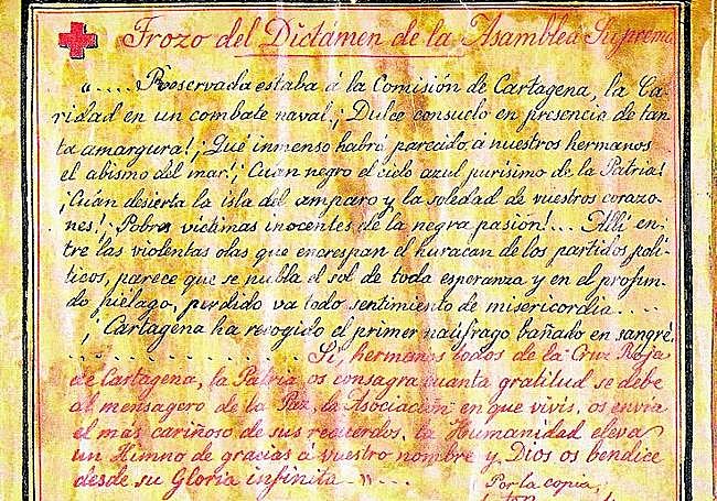 Fragmento pintado del dictamen a la Asamblea Suprema firmado por Antonio Bonmatí Caparrós.