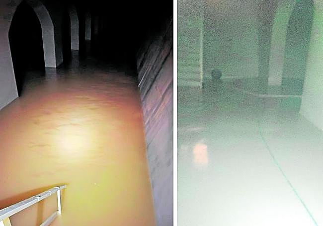 El depósito ubicado en El Mirador, en San Javier, antes y después de su limpieza.