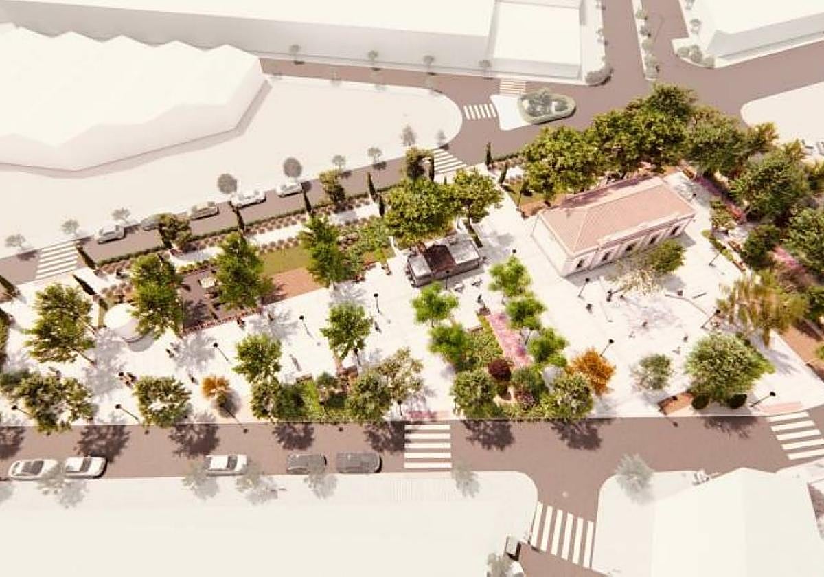 Recreación de cómo quedará el entorno de la antigua estación de tren de Yecla.